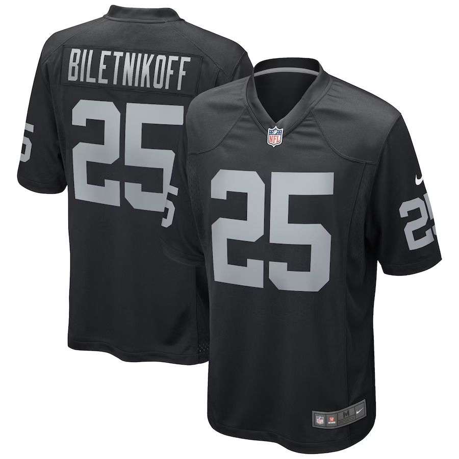Men Las Vegas Raiders #25 Fred Biletnikoff Nike Black Game Retired Player NFL Jersey->oakland raiders->NFL Jersey